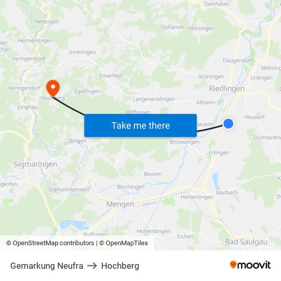 Gemarkung Neufra to Hochberg map