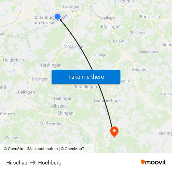Hirschau to Hochberg map