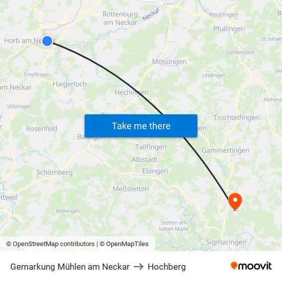 Gemarkung Mühlen am Neckar to Hochberg map
