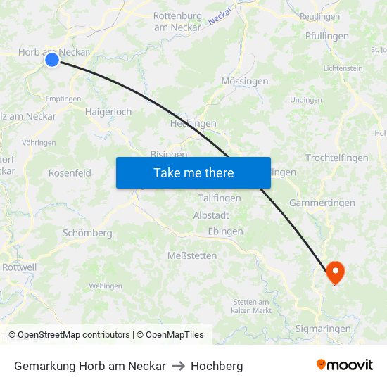 Gemarkung Horb am Neckar to Hochberg map