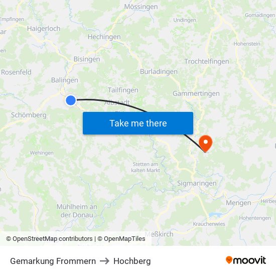 Gemarkung Frommern to Hochberg map