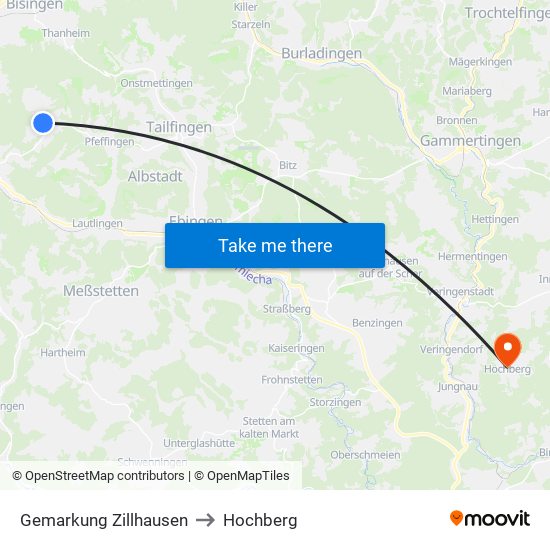 Gemarkung Zillhausen to Hochberg map