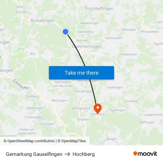 Gemarkung Gauselfingen to Hochberg map