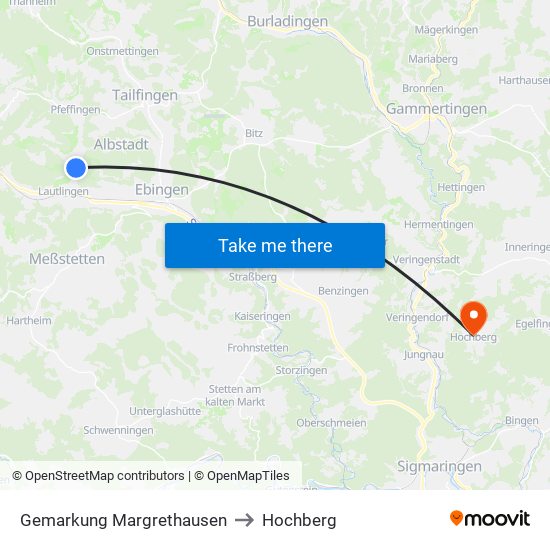 Gemarkung Margrethausen to Hochberg map