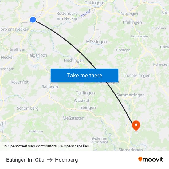 Eutingen Im Gäu to Hochberg map