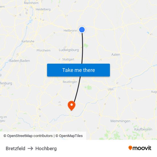 Bretzfeld to Hochberg map