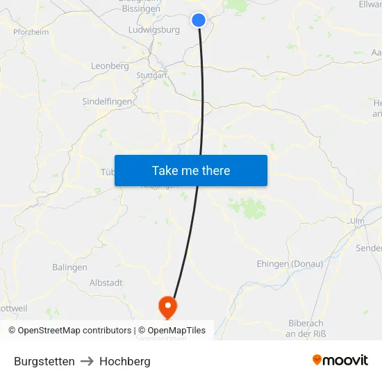 Burgstetten to Hochberg map