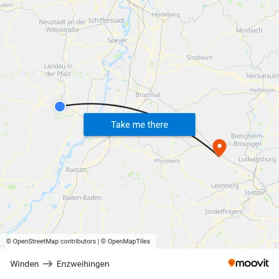 Winden to Enzweihingen map