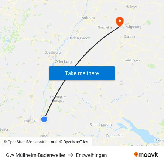 Gvv Müllheim-Badenweiler to Enzweihingen map