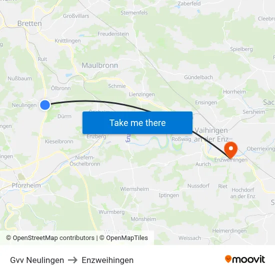 Gvv Neulingen to Enzweihingen map