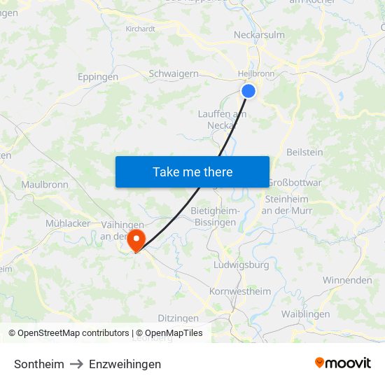 Sontheim to Enzweihingen map