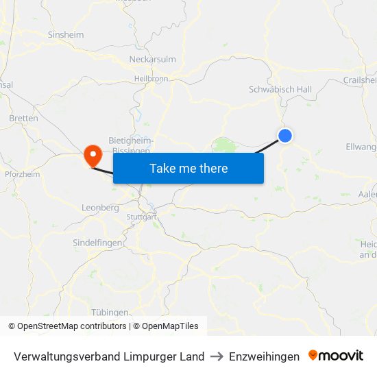 Verwaltungsverband Limpurger Land to Enzweihingen map