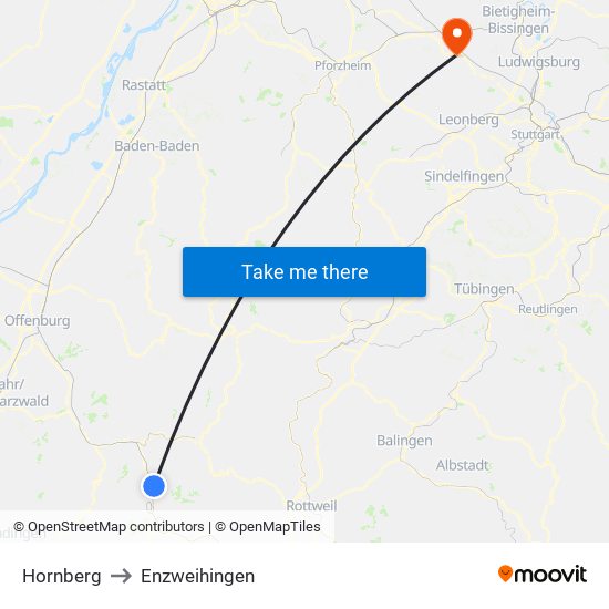 Hornberg to Enzweihingen map