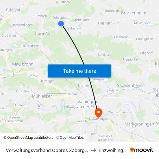 Verwaltungsverband Oberes Zabergäu to Enzweihingen map