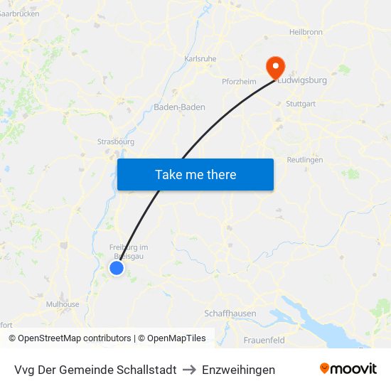 Vvg Der Gemeinde Schallstadt to Enzweihingen map