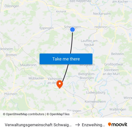 Verwaltungsgemeinschaft Schwaigern to Enzweihingen map