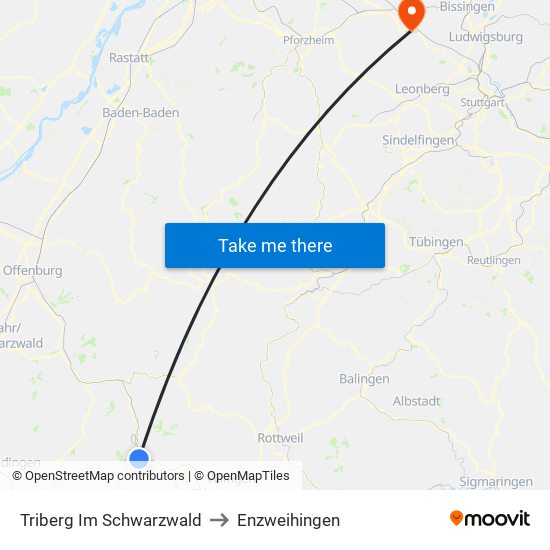 Triberg Im Schwarzwald to Enzweihingen map