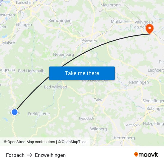 Forbach to Enzweihingen map