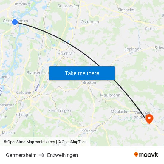 Germersheim to Enzweihingen map