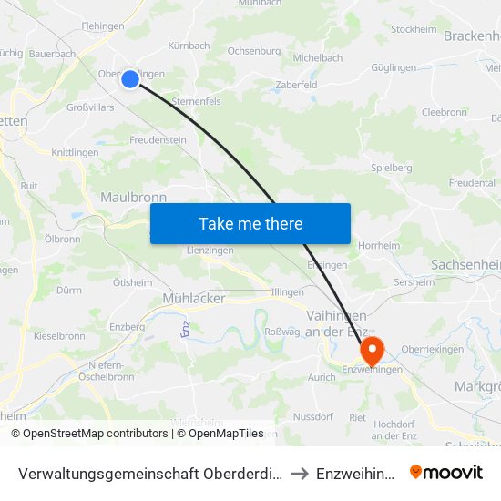 Verwaltungsgemeinschaft Oberderdingen to Enzweihingen map