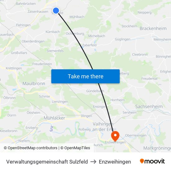 Verwaltungsgemeinschaft Sulzfeld to Enzweihingen map