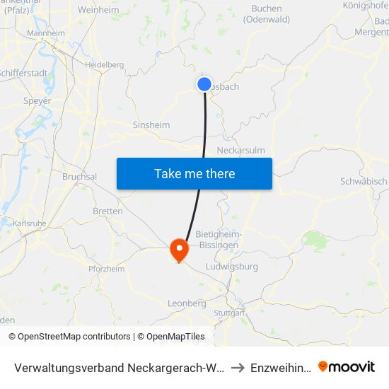 Verwaltungsverband Neckargerach-Waldbrunn to Enzweihingen map