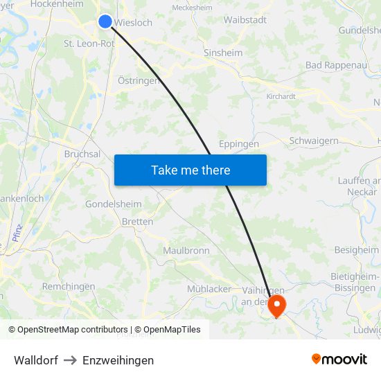 Walldorf to Enzweihingen map