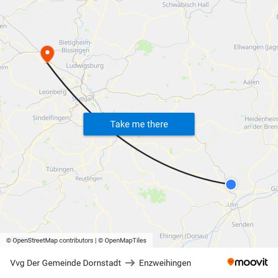 Vvg Der Gemeinde Dornstadt to Enzweihingen map