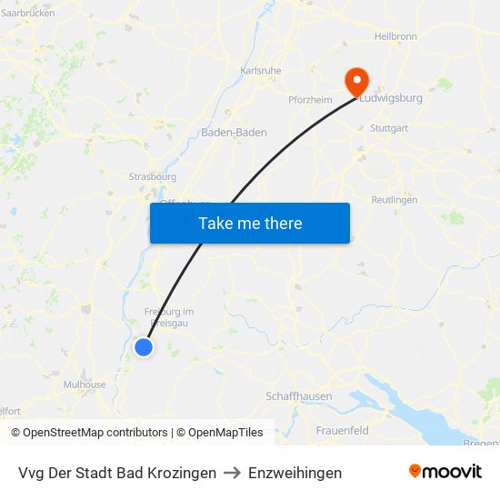 Vvg Der Stadt Bad Krozingen to Enzweihingen map