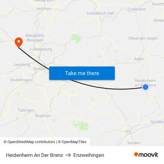 Heidenheim An Der Brenz to Enzweihingen map