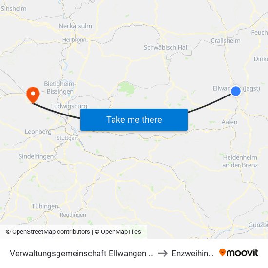 Verwaltungsgemeinschaft Ellwangen (Jagst) to Enzweihingen map
