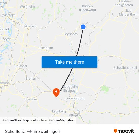 Schefflenz to Enzweihingen map