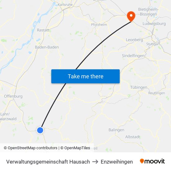 Verwaltungsgemeinschaft Hausach to Enzweihingen map