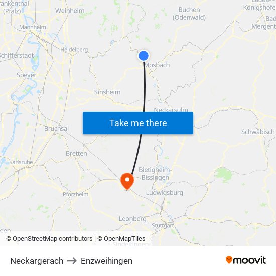 Neckargerach to Enzweihingen map