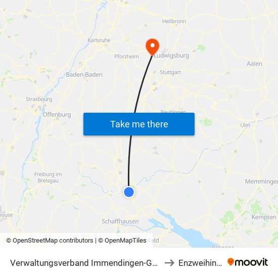 Verwaltungsverband Immendingen-Geisingen to Enzweihingen map