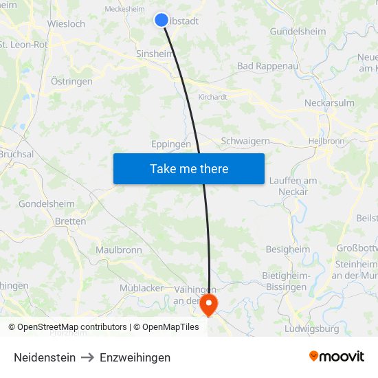 Neidenstein to Enzweihingen map