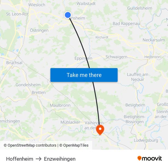 Hoffenheim to Enzweihingen map