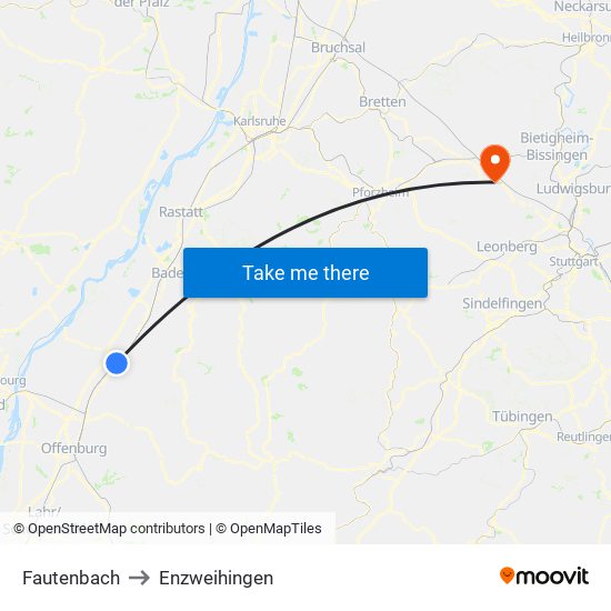 Fautenbach to Enzweihingen map