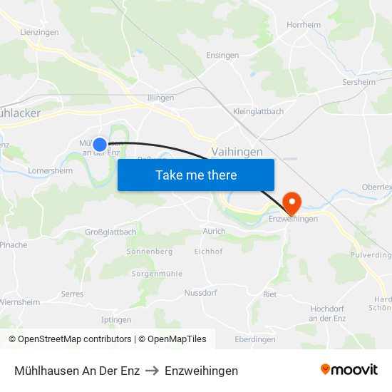 Mühlhausen An Der Enz to Enzweihingen map