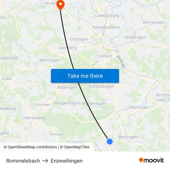 Rommelsbach to Enzweihingen map