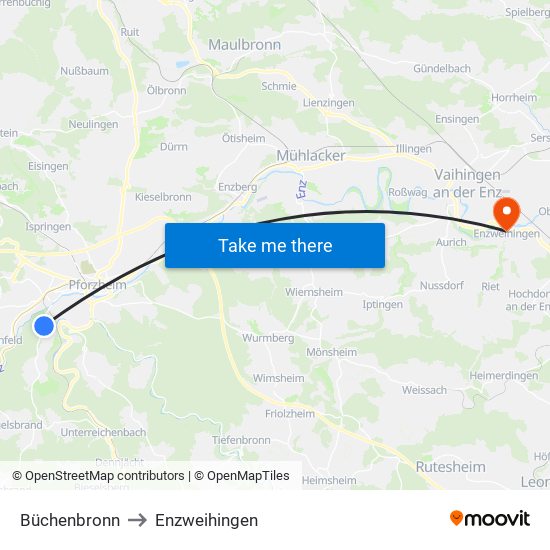 Büchenbronn to Enzweihingen map