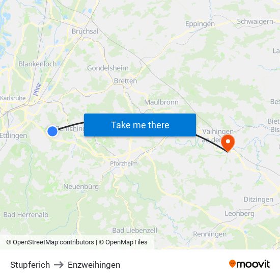 Stupferich to Enzweihingen map