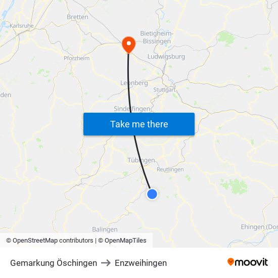 Gemarkung Öschingen to Enzweihingen map