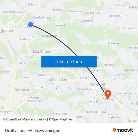 Großvillars to Enzweihingen map