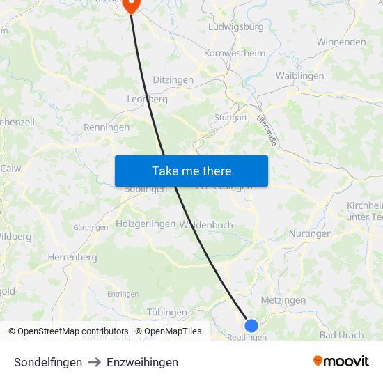 Sondelfingen to Enzweihingen map