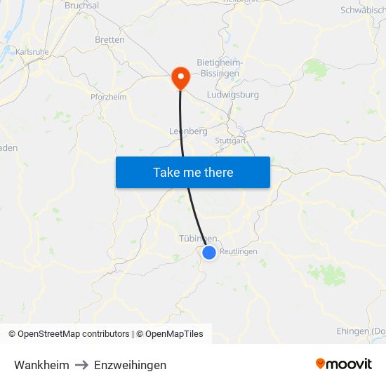 Wankheim to Enzweihingen map