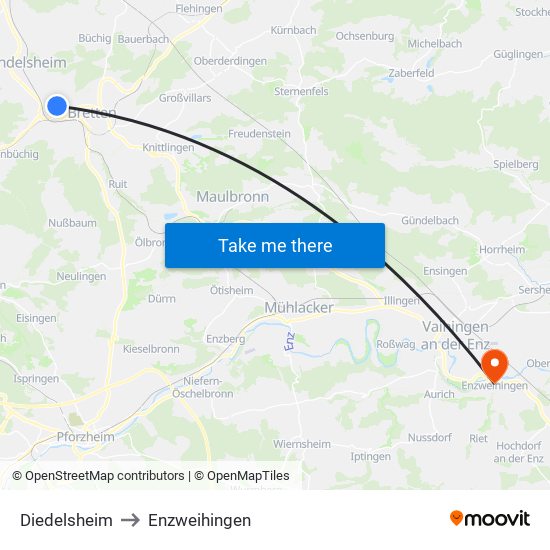 Diedelsheim to Enzweihingen map