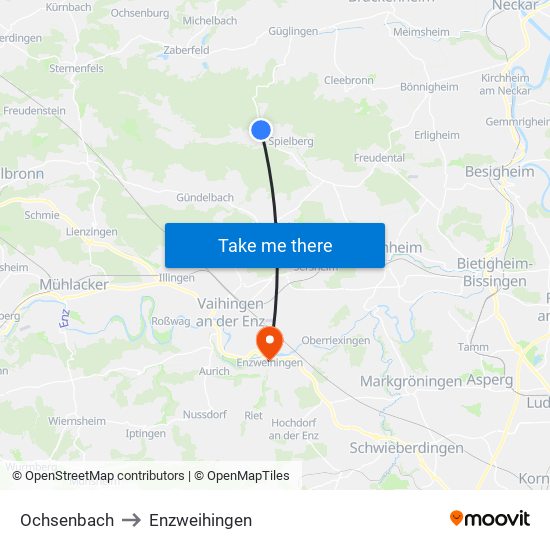 Ochsenbach to Enzweihingen map