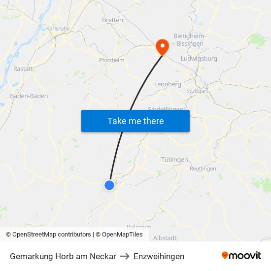 Gemarkung Horb am Neckar to Enzweihingen map