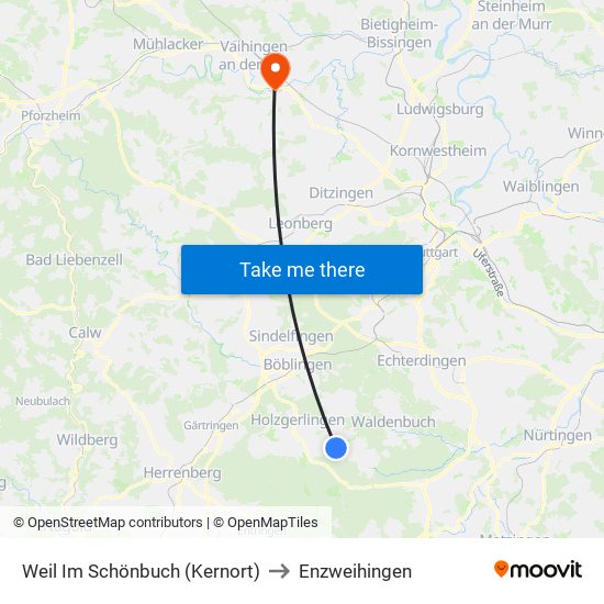 Weil Im Schönbuch (Kernort) to Enzweihingen map